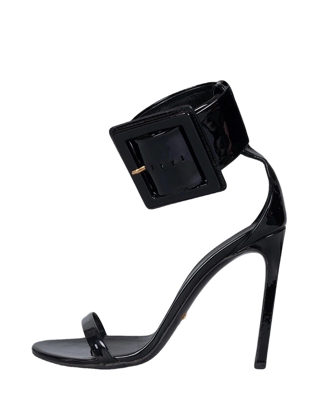 Gucci vintage ankle buckle black patent leather  Sandal size 37.5